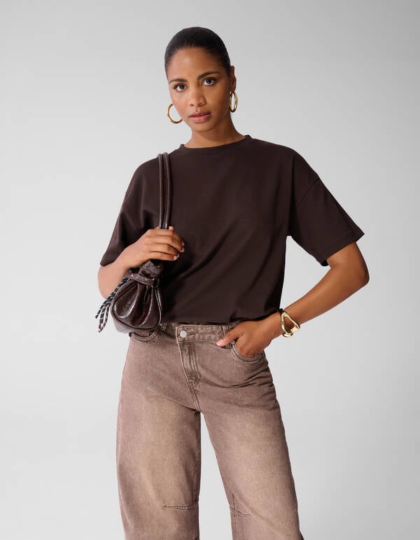 Oversized-T-Shirt Dunkelbraun SHOEBY WOMEN