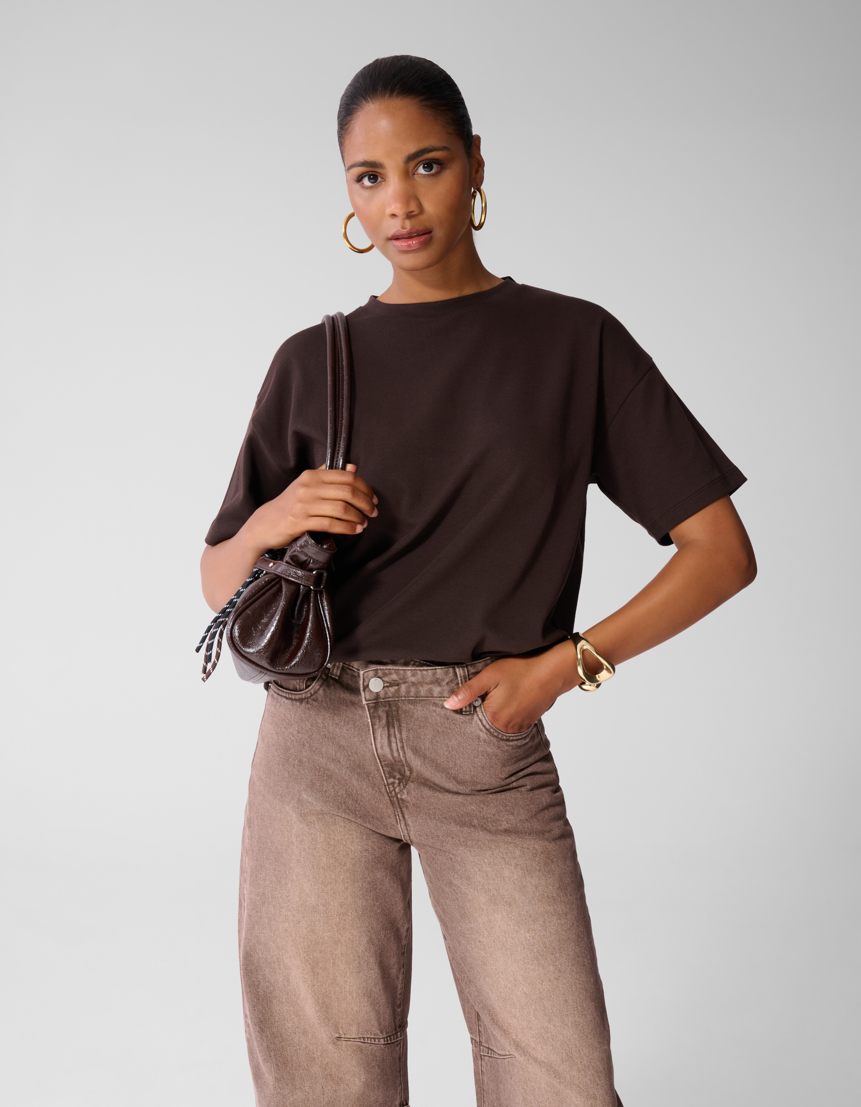 Oversized-T-Shirt Dunkelbraun SHOEBY WOMEN