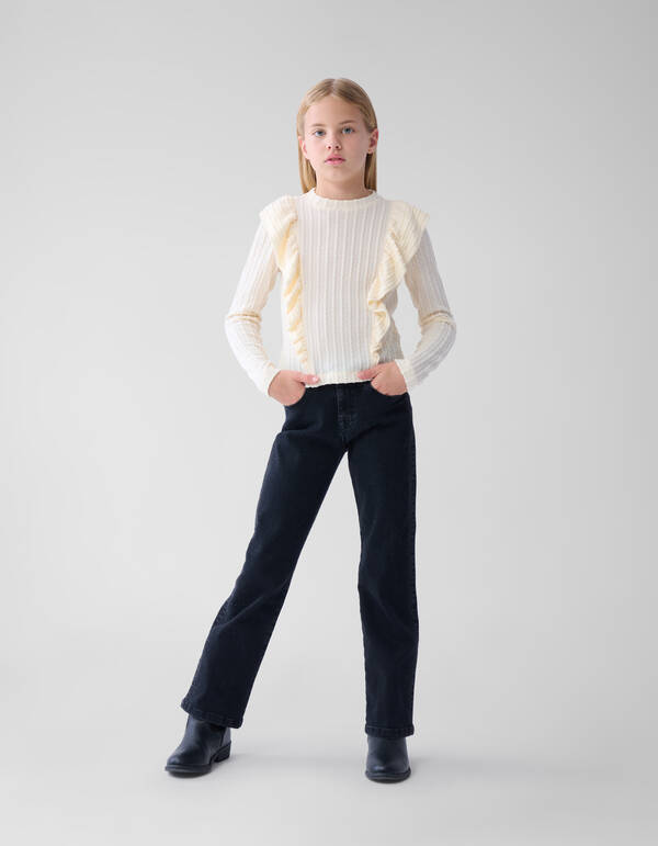 Strass Straight Leg Jeans Schwarz SHOEBY GIRLS