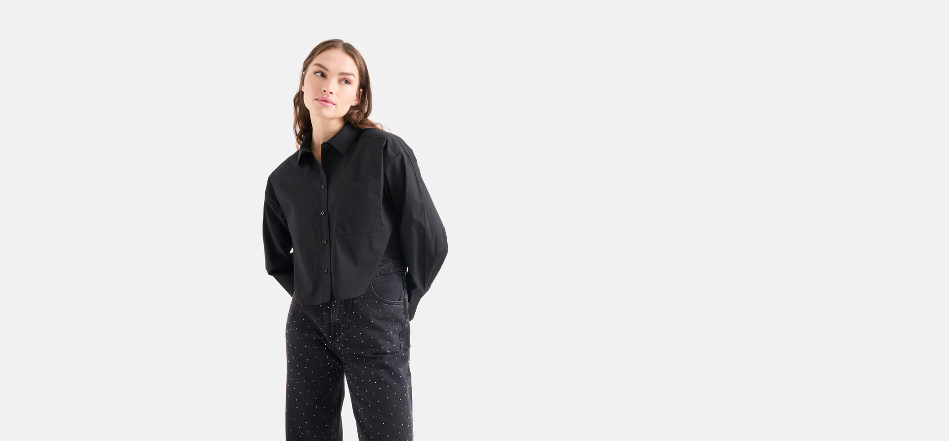 Gekürzte Bluse Schwarz SHOEBY WOMEN