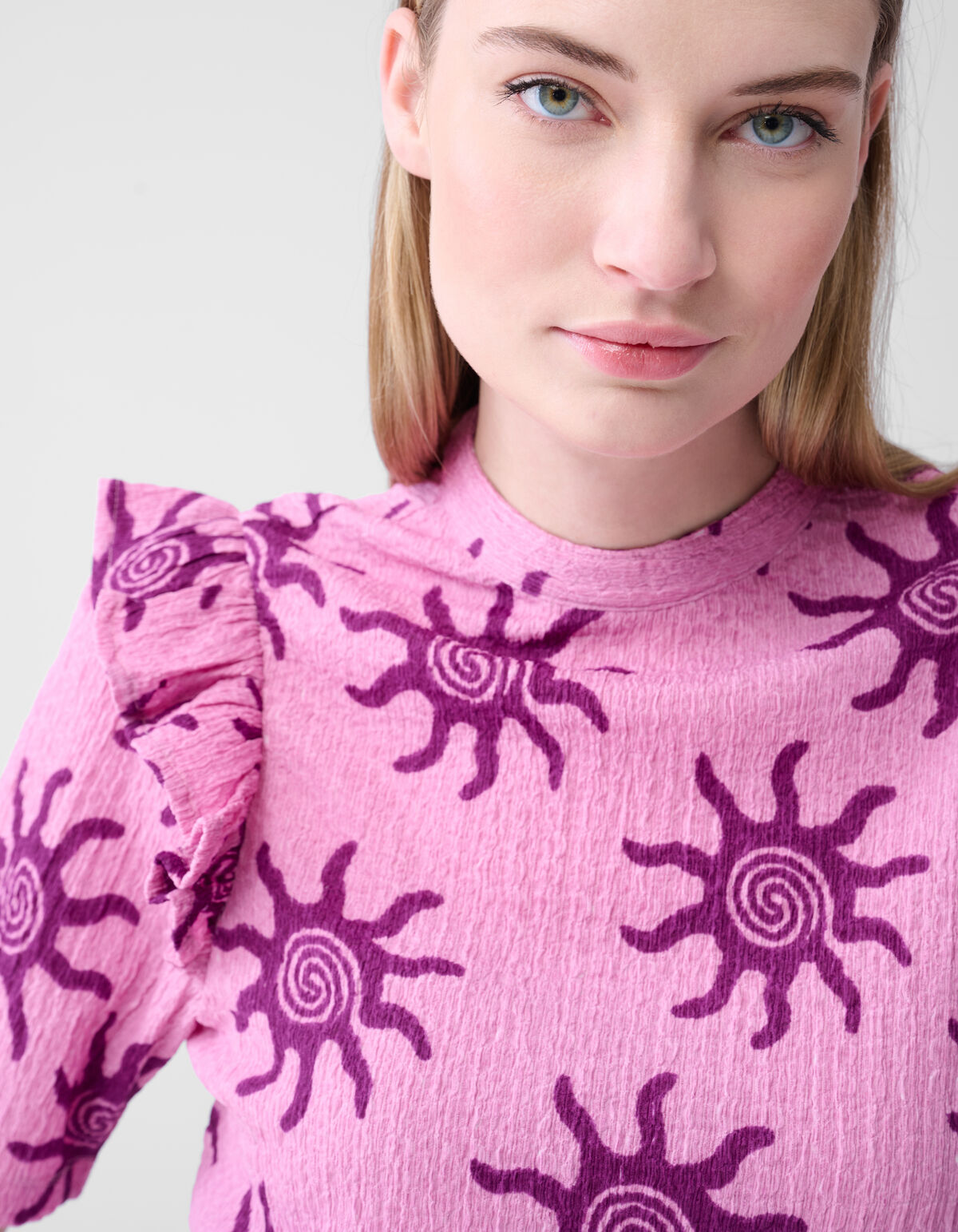 Crinkle-Rüschen-Top Rosa SHOEBY WOMEN