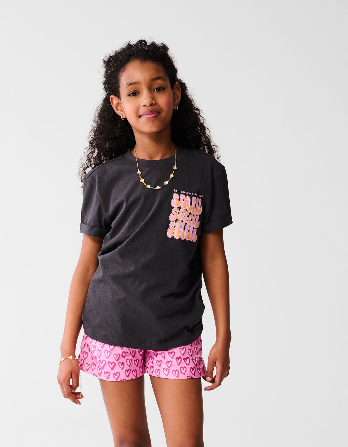 Soleil Artwork T-shirt Dunkelgrau SHOEBY GIRLS
