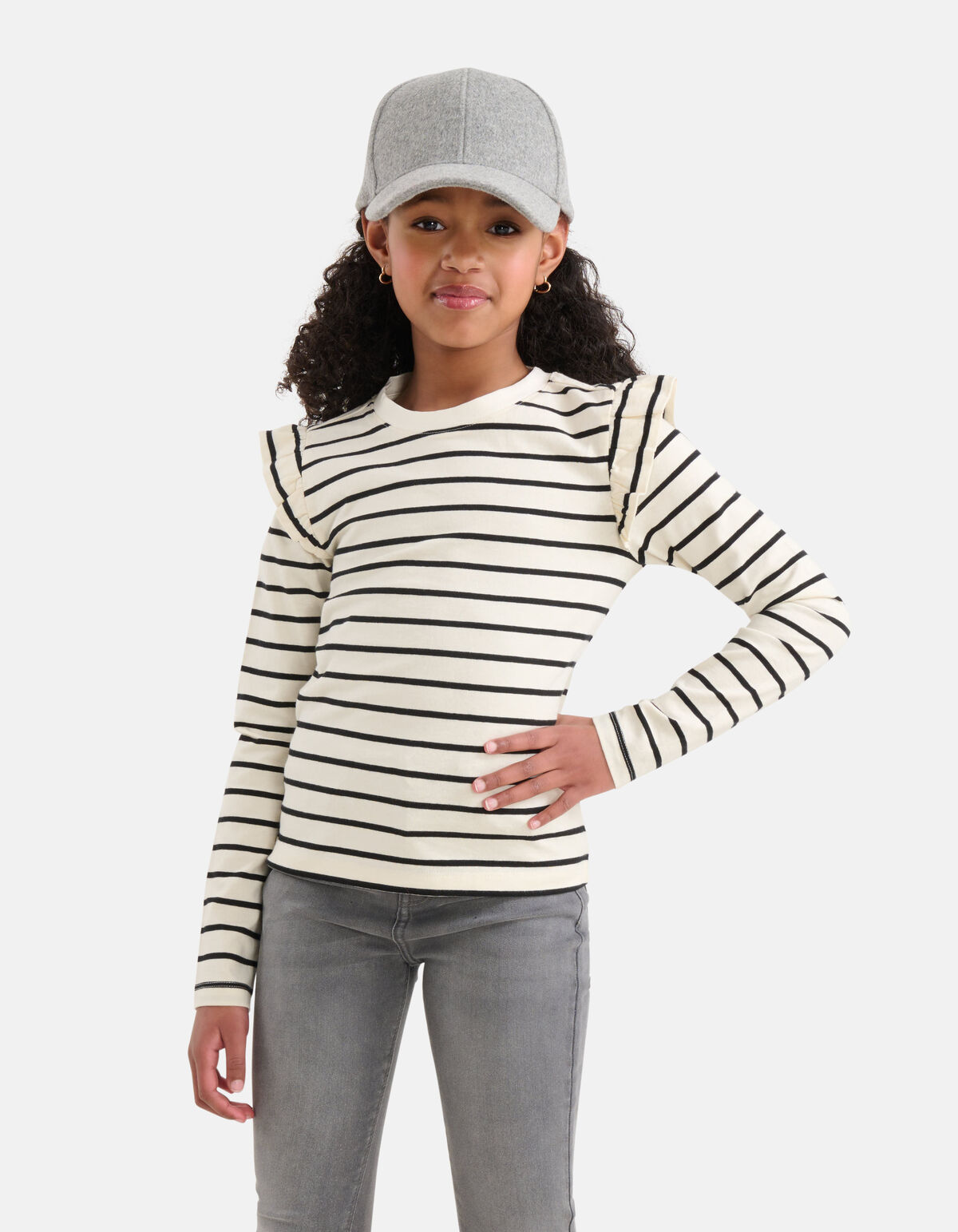 Gestreiftes Langarmshirt Off White SHOEBY GIRLS