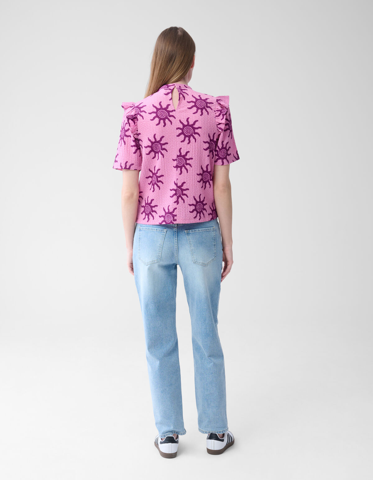 Crinkle-Rüschen-Top Rosa SHOEBY WOMEN