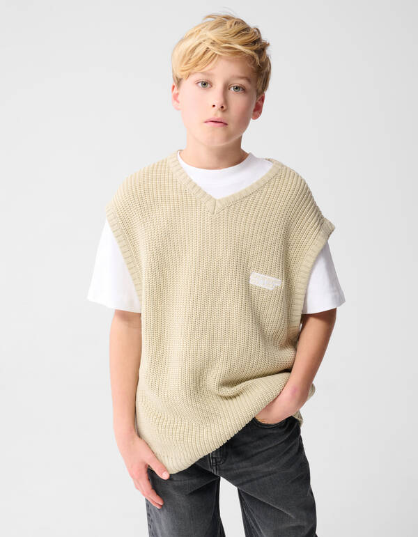 Gestrickter Spencer Beige SHOEBY BOYS