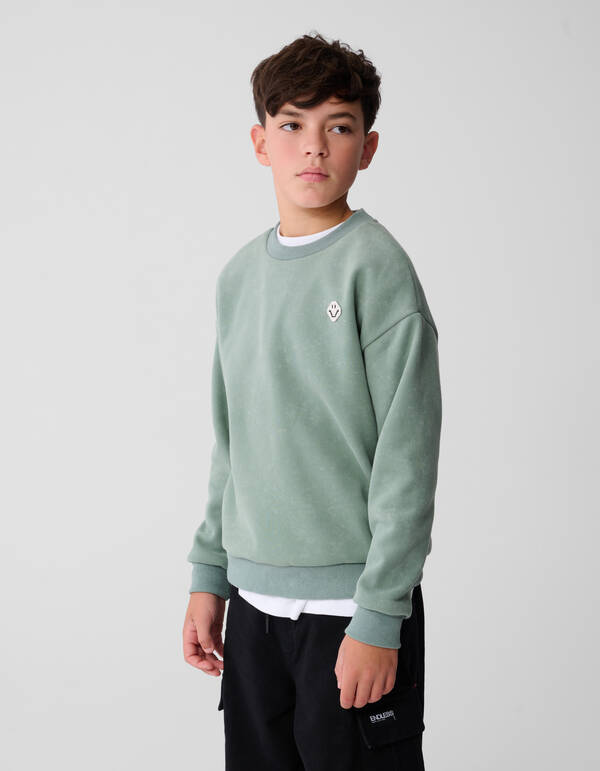 Bedruckter Smiley-Pullover Grün SHOEBY BOYS
