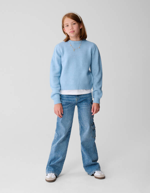 Open Back Strik Pullover Hellblau SHOEBY GIRLS