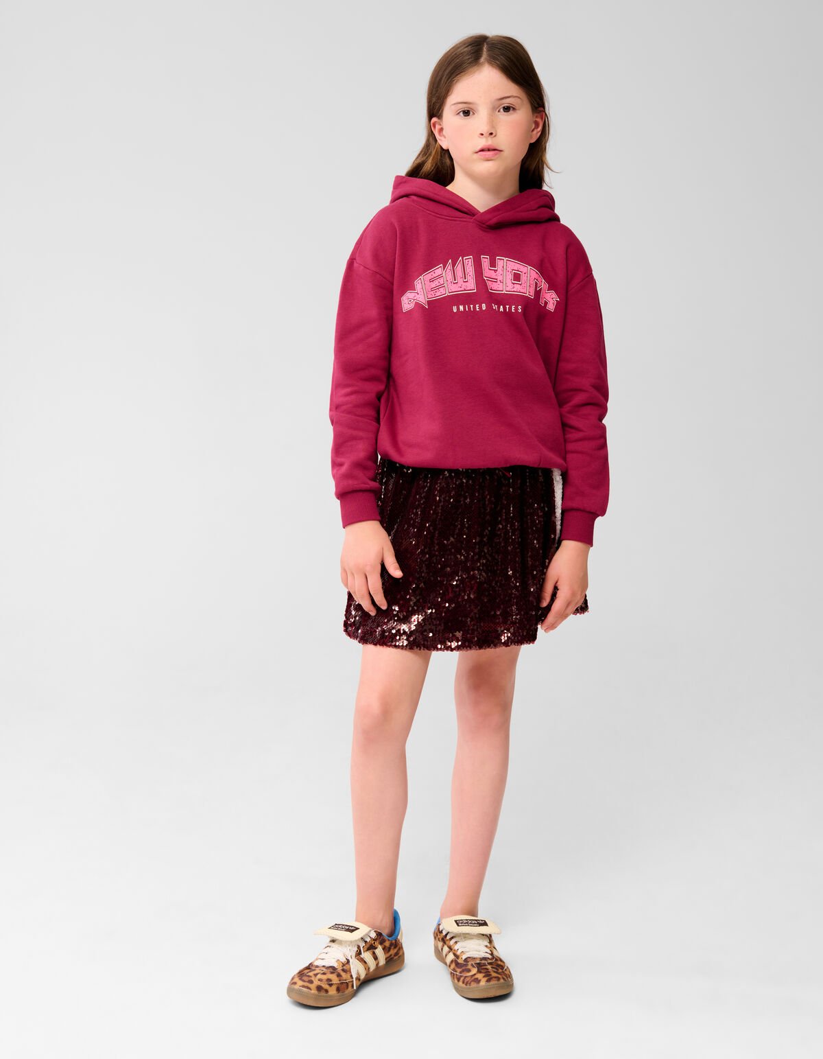 New York Artwork Hoodie Dunkelrot SHOEBY GIRLS