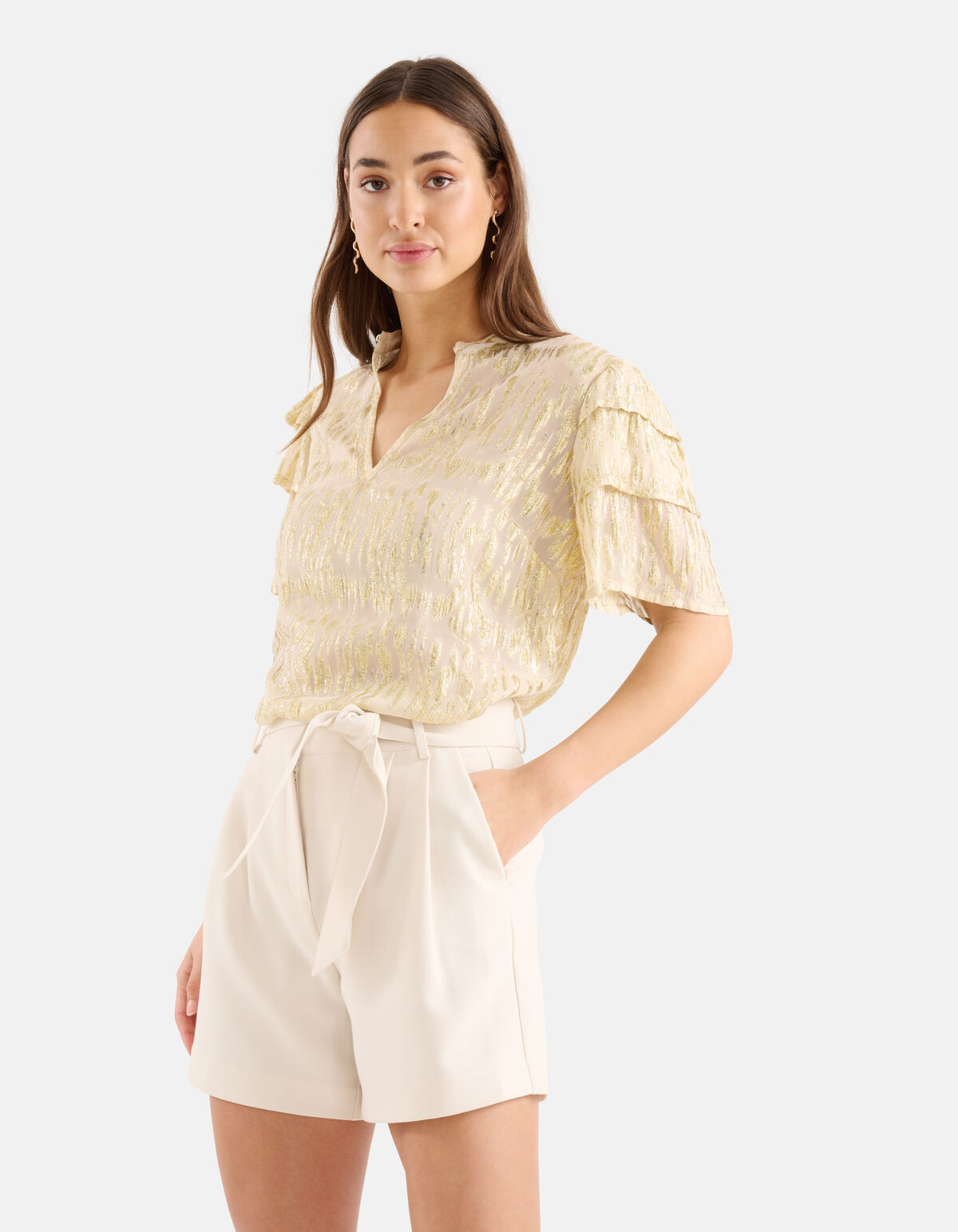 Jacquard-Lurex-Top Beige SHOEBY WOMEN