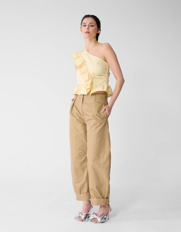 One Schulter R&uuml;schen Oberteil Hellgelb SHOEBY WOMEN