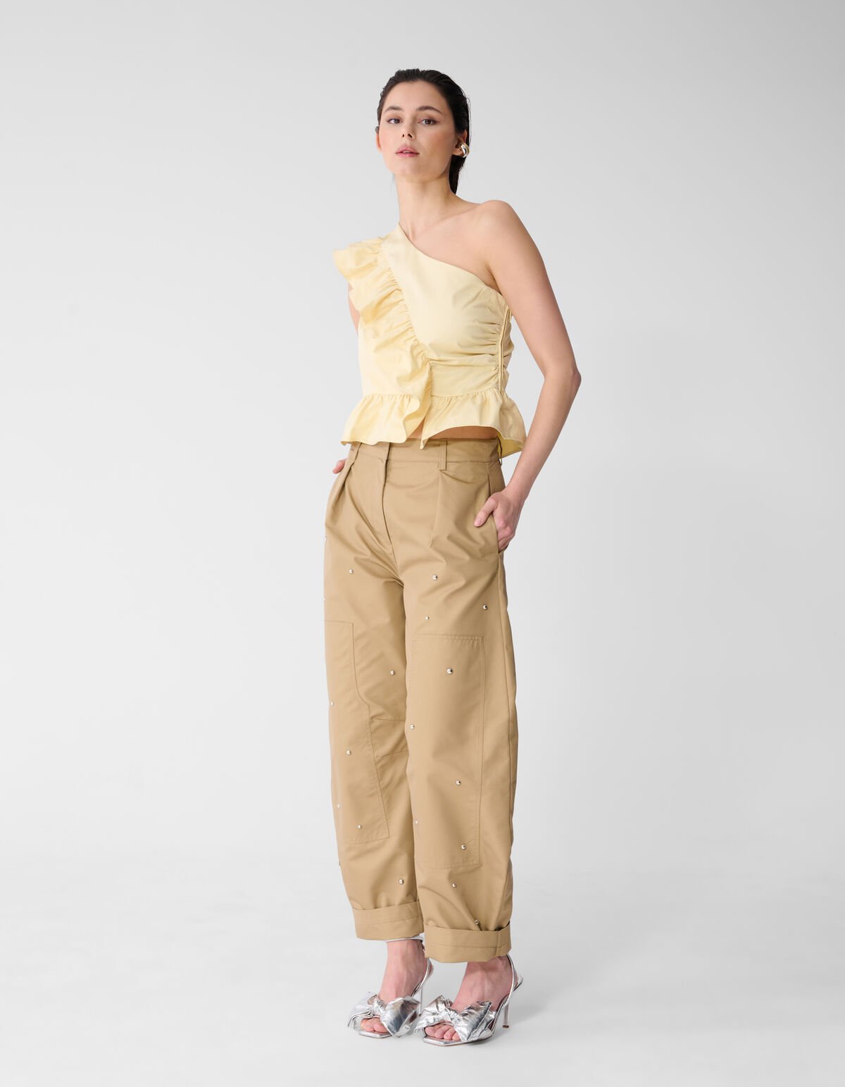 One Schulter R&uuml;schen Oberteil Hellgelb SHOEBY WOMEN