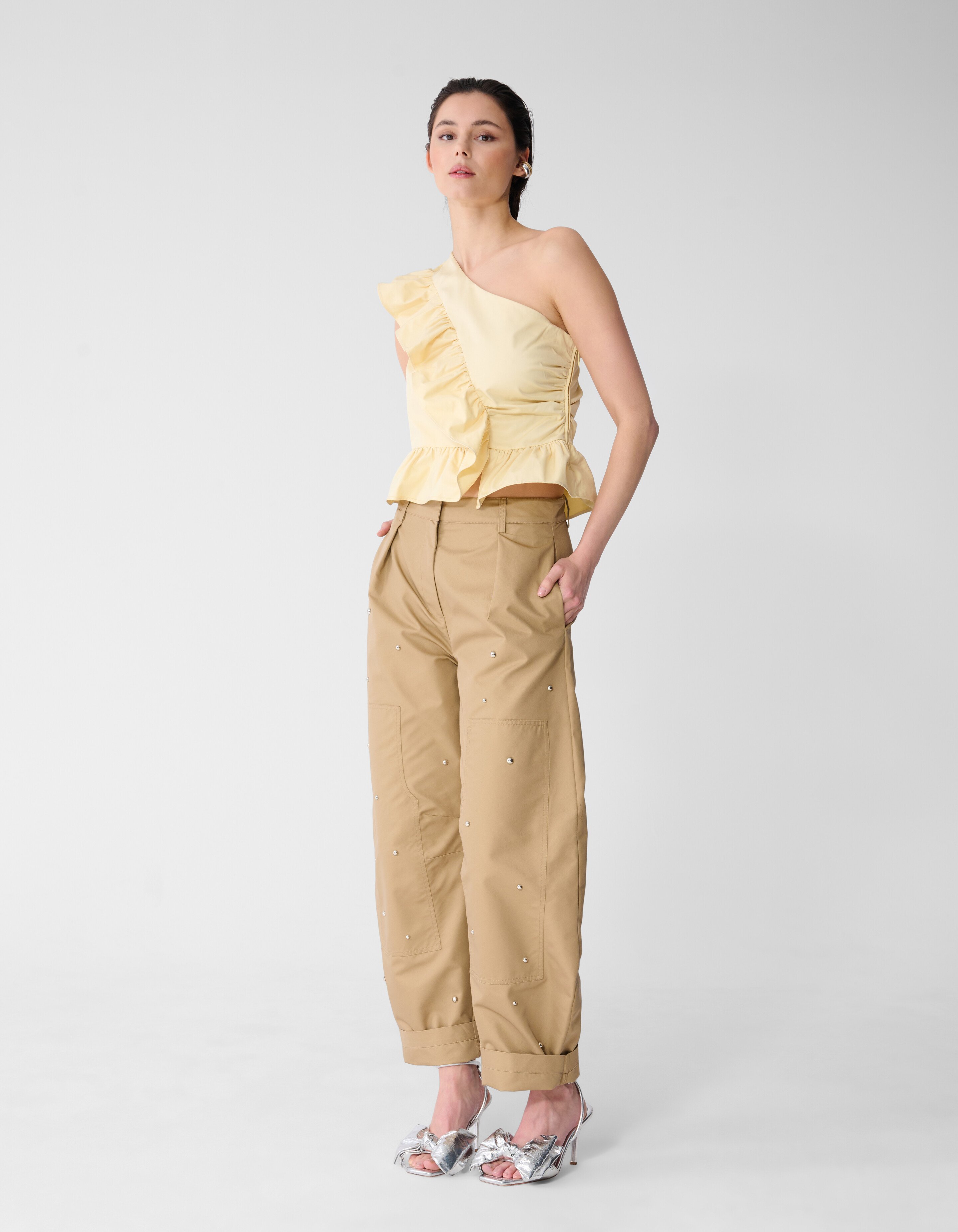 One Schulter R&uuml;schen Oberteil Hellgelb SHOEBY WOMEN