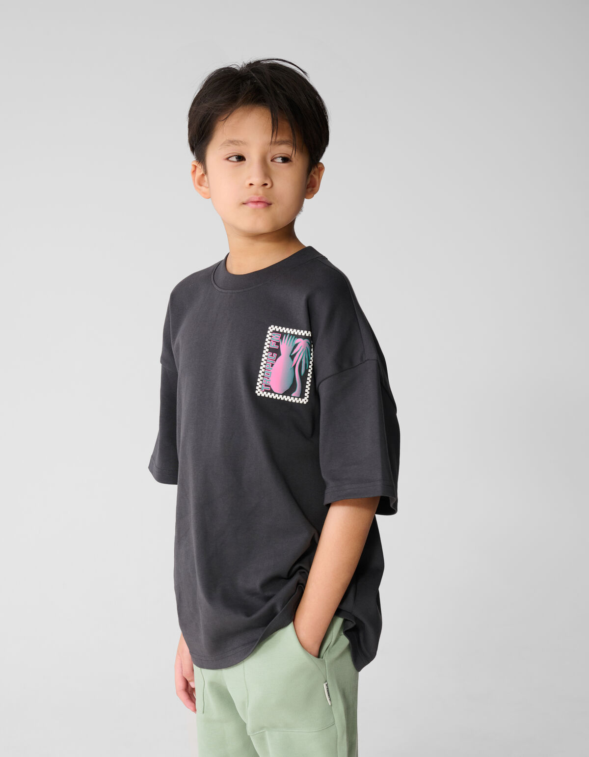 Tropic Artwork T-Shirt Dunkelgrau SHOEBY BOYS