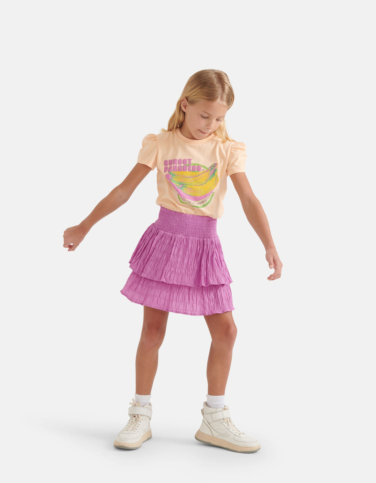 T-shirt mit Puffärmeln Hellorange SHOEBY GIRLS