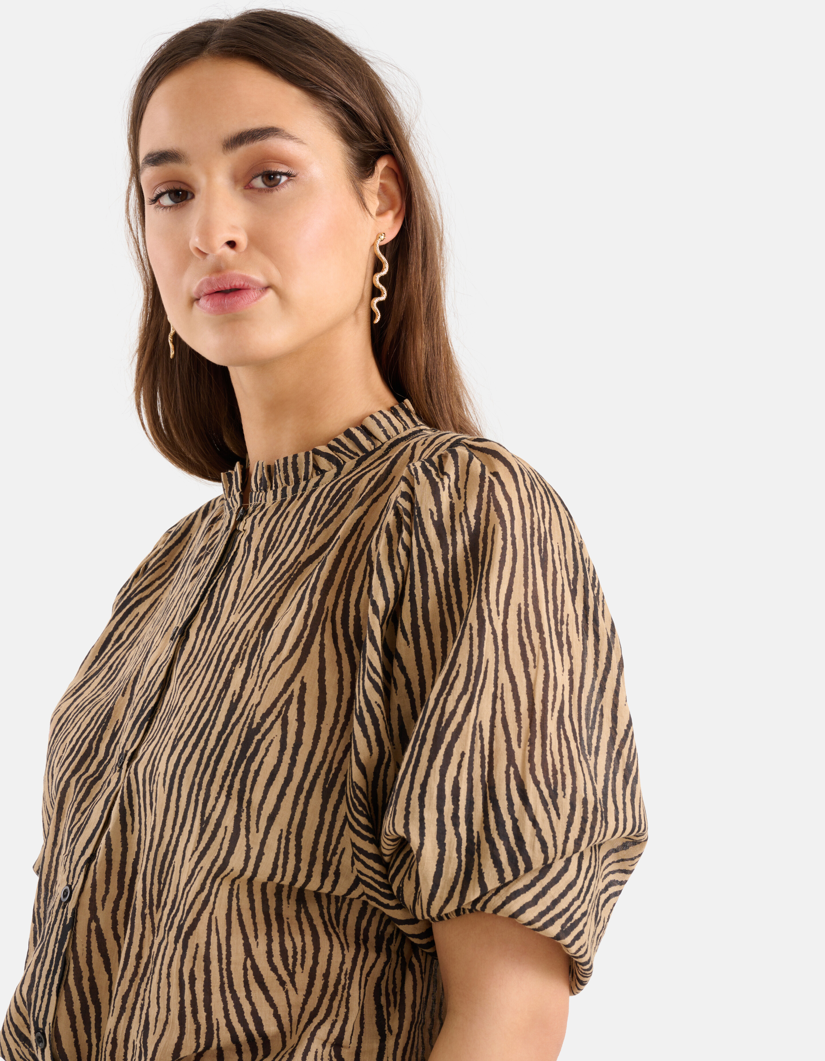 Zebra-Voile-Bluse Braun SHOEBY WOMEN