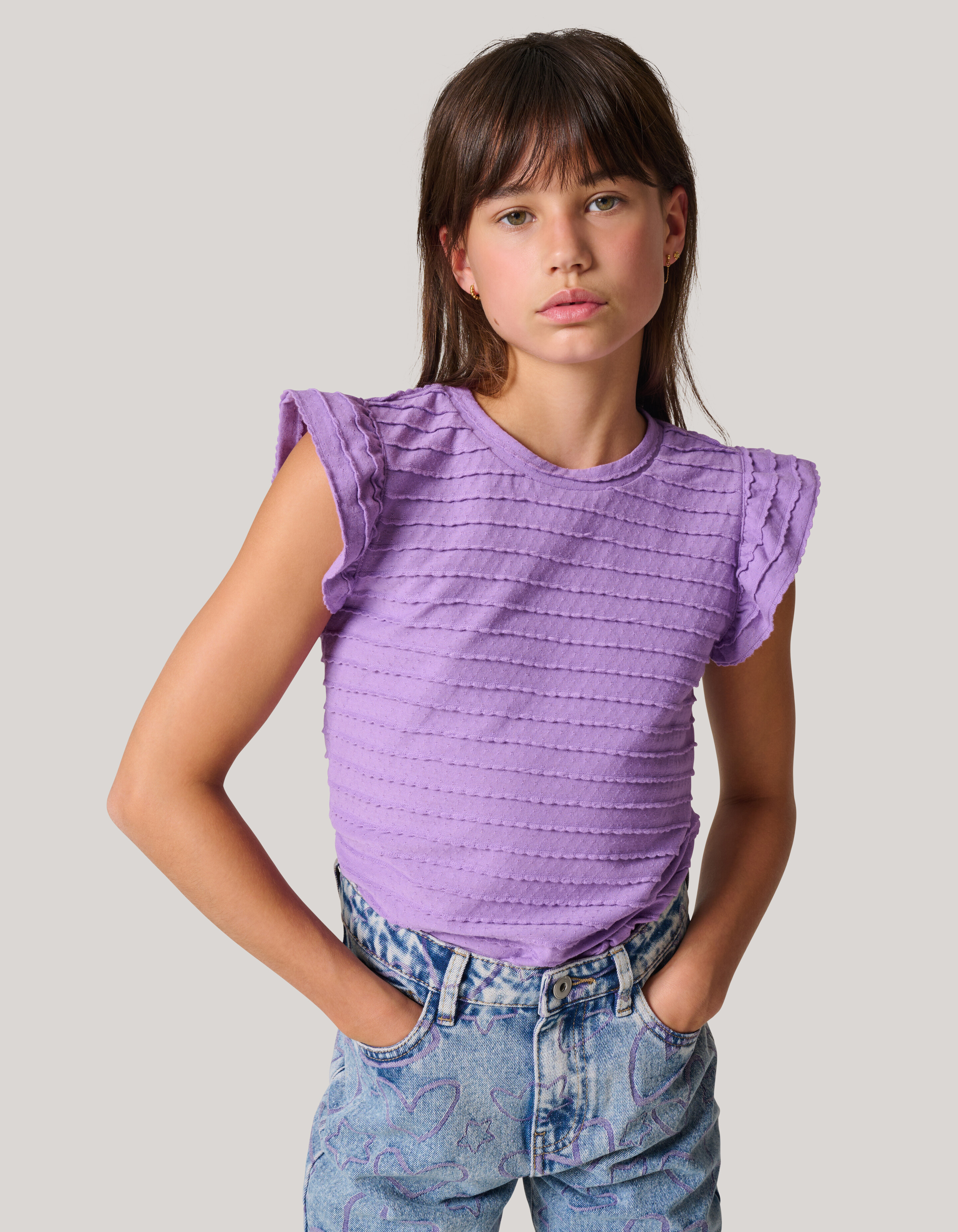Ruffle Rib Top Lila SHOEBY GIRLS