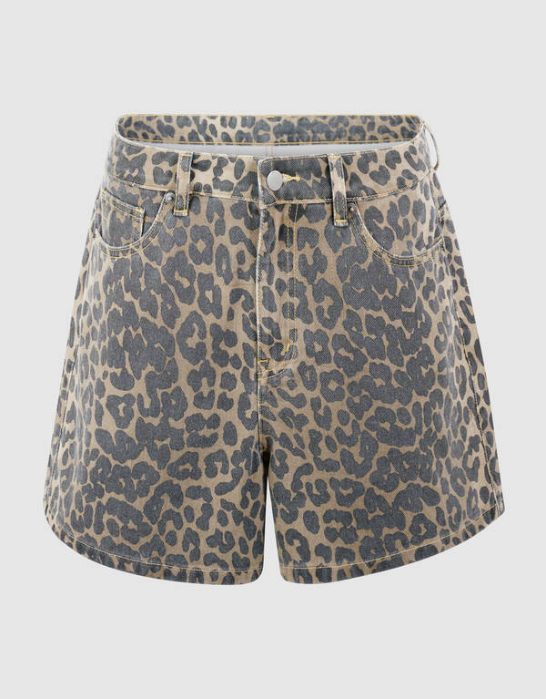 Leopard Denim Shorts Braun SHOEBY WOMEN