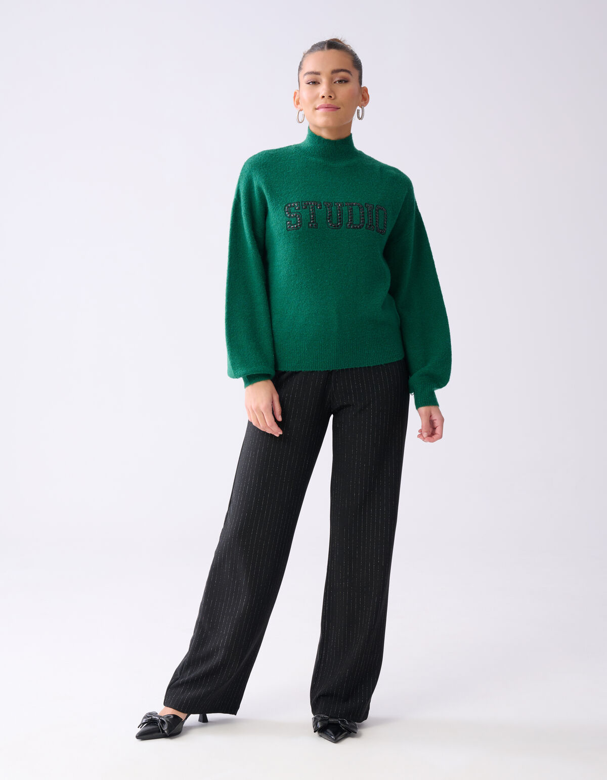 Studio Strass Pullover Dunkelgrün SHOEBY WOMEN