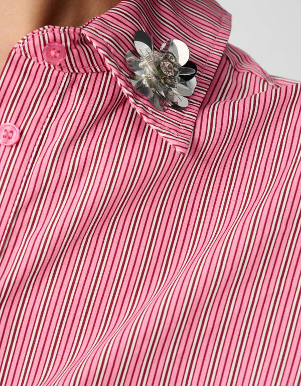 Oversized-Bluse mit Nadelstreifenmuster und Blumen SHOEBY WOMEN