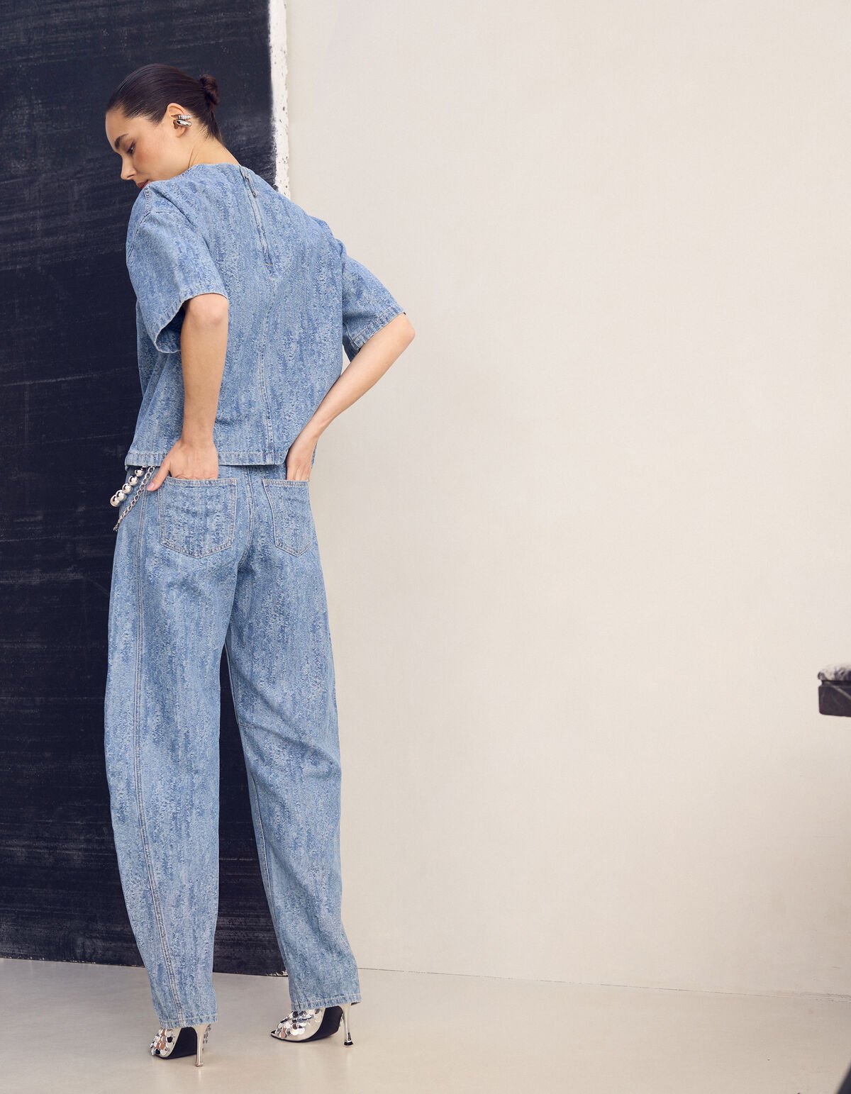 Jacquard Barrel Fit Jeans Blau SHOEBY WOMEN