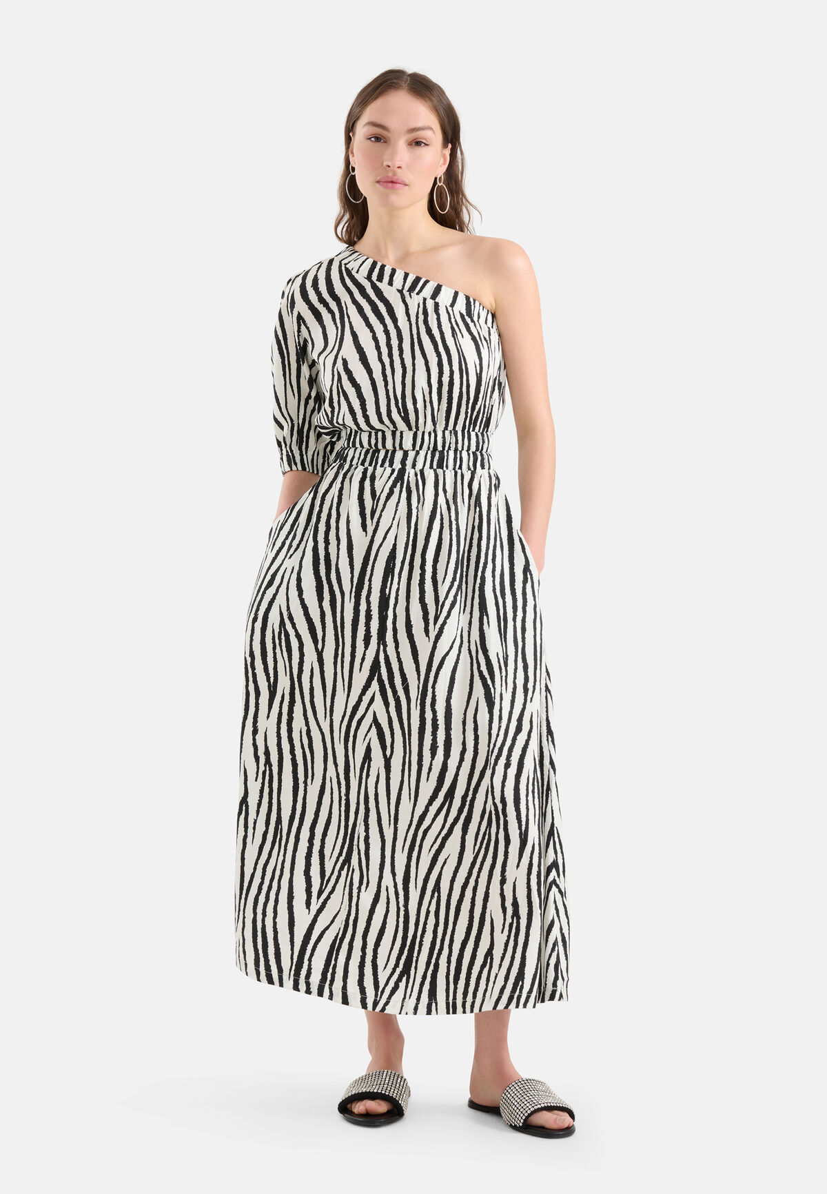 Zebra bedrucktes Kleid Schwarz/Wei&szlig; SHOEBY WOMEN
