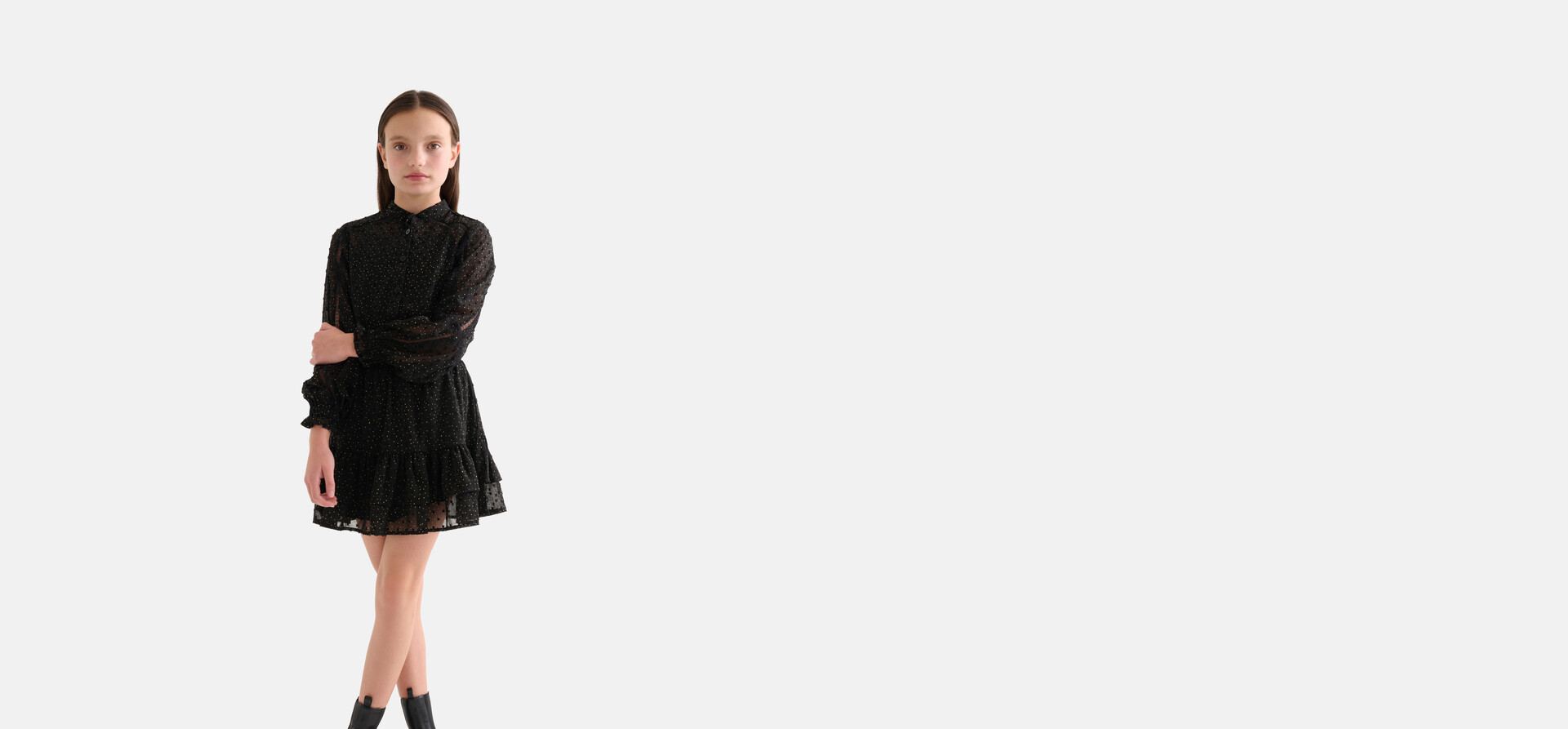 Chiffonkleid mit Tupfen Schwarz SHOEBY GIRLS