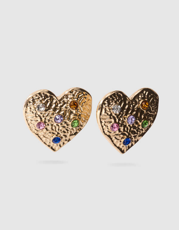 Strass Herz Ohrringe Gold SHOEBY ACCESSOIRES