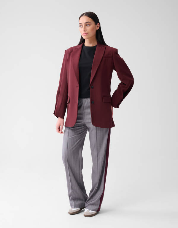 Nadelstreifen-Hose mit weitem Bein in Hellgrau SHOEBY WOMEN