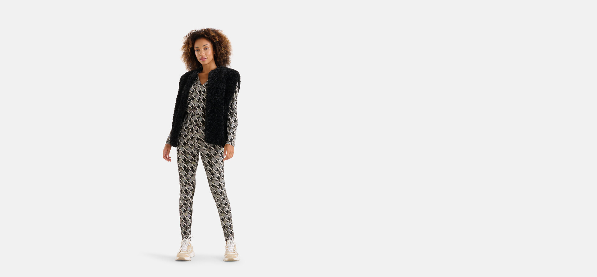 Monogramm-Leggings Schwarz/Weiß SHOEBY WOMEN