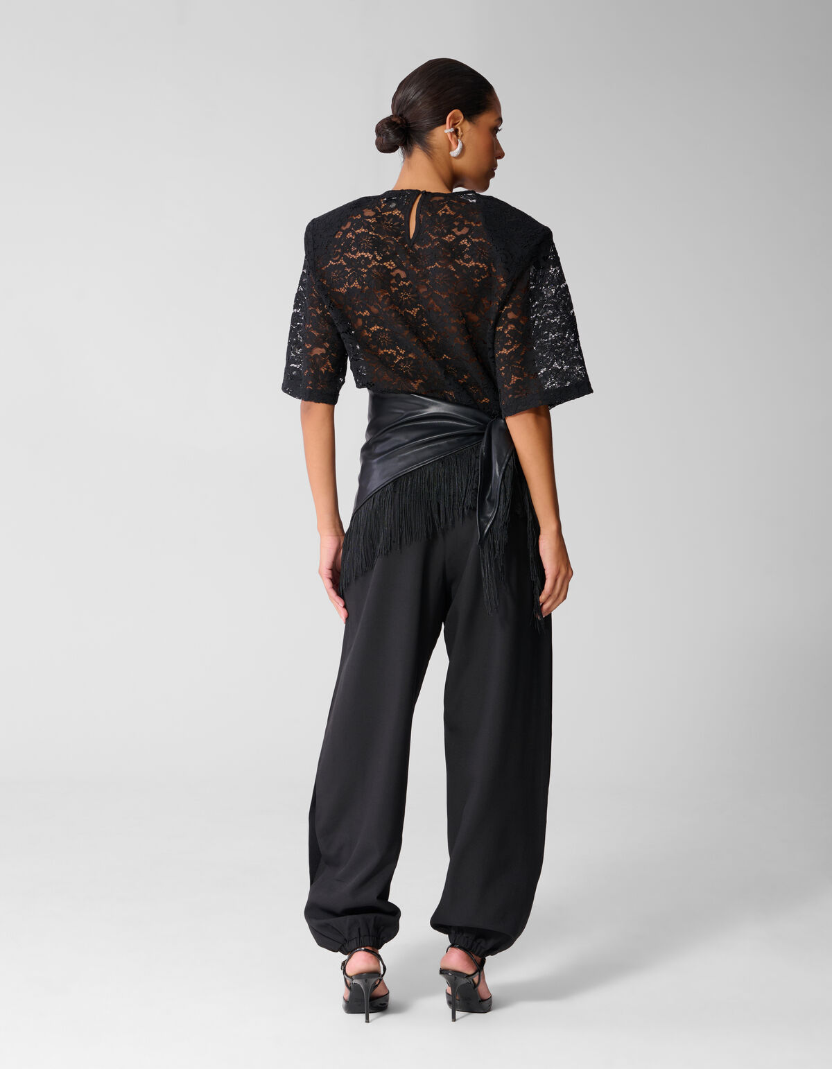 Lace Shoulder Top Schwarz SHOEBY WOMEN