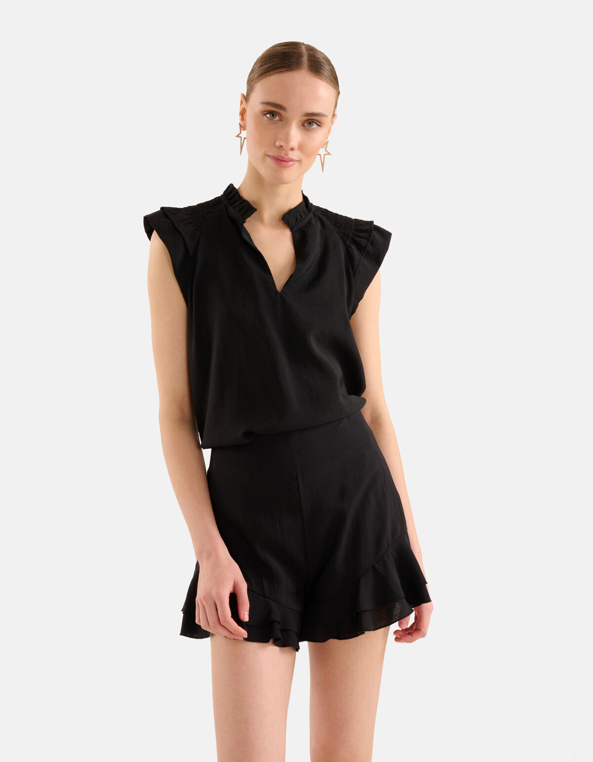 Rüschen-Top Schwarz SHOEBY WOMEN