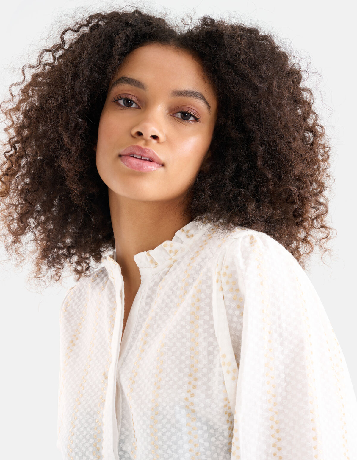 Lurex-Detail-Bluse Off White SHOEBY WOMEN