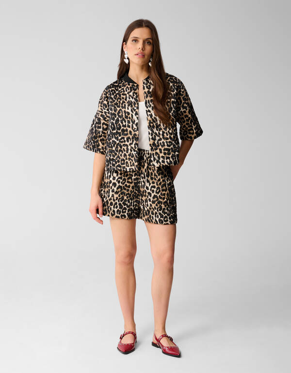 Kurzärmeliger Leopardenbomber Braun SHOEBY WOMEN