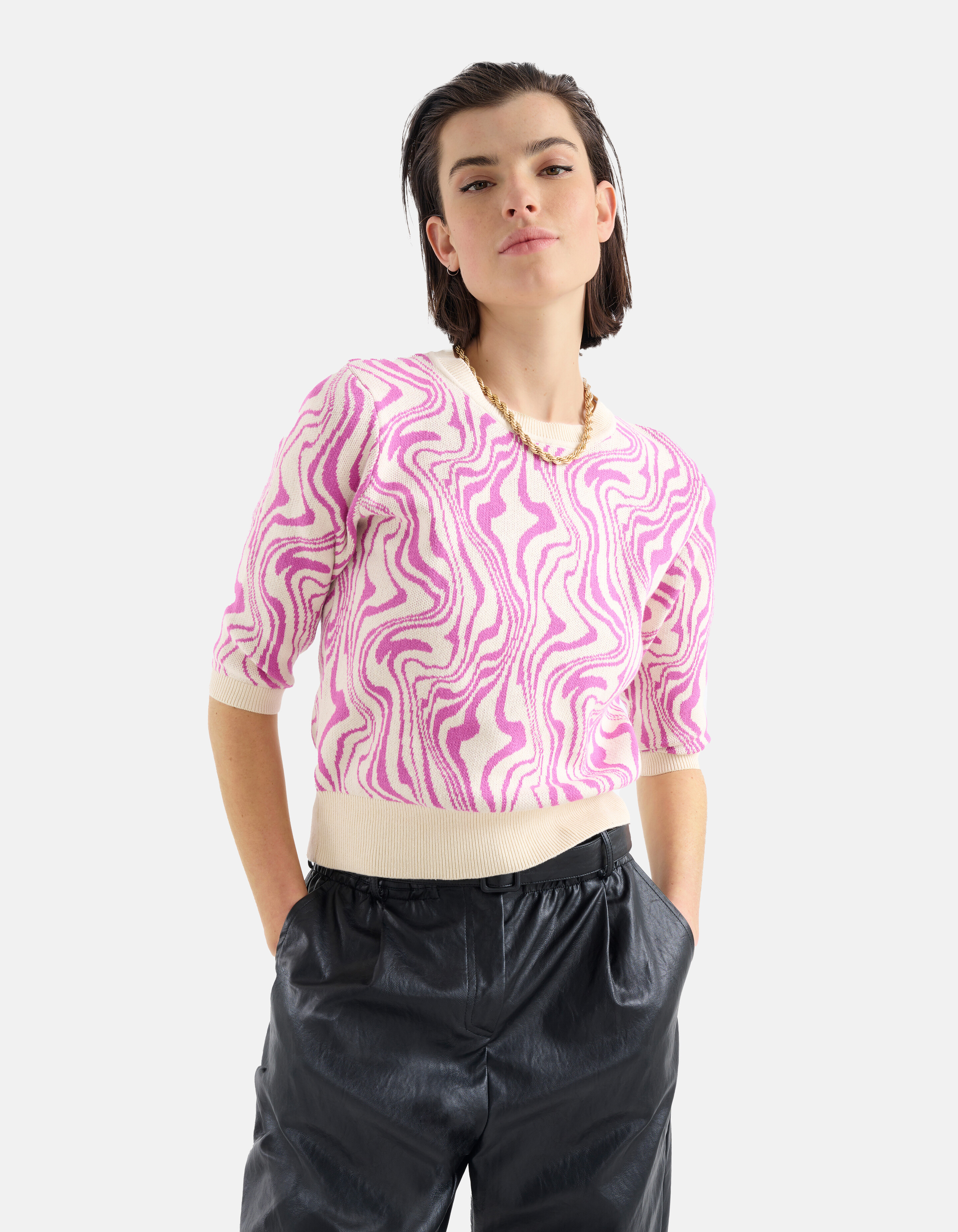 Jacquard-Swirl-Pullover Rosa SHOEBY WOMEN