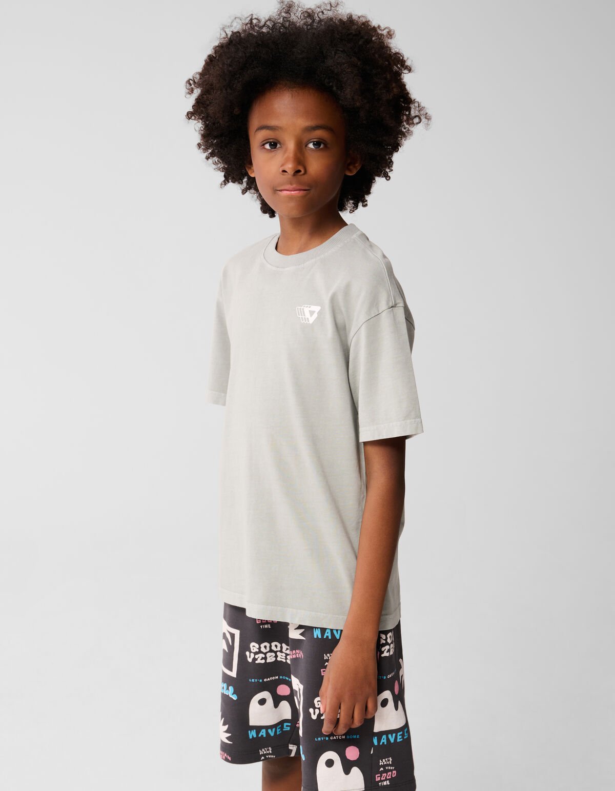 Gewaschenes Logo-T-Shirt Dunkelgrau SHOEBY BOYS