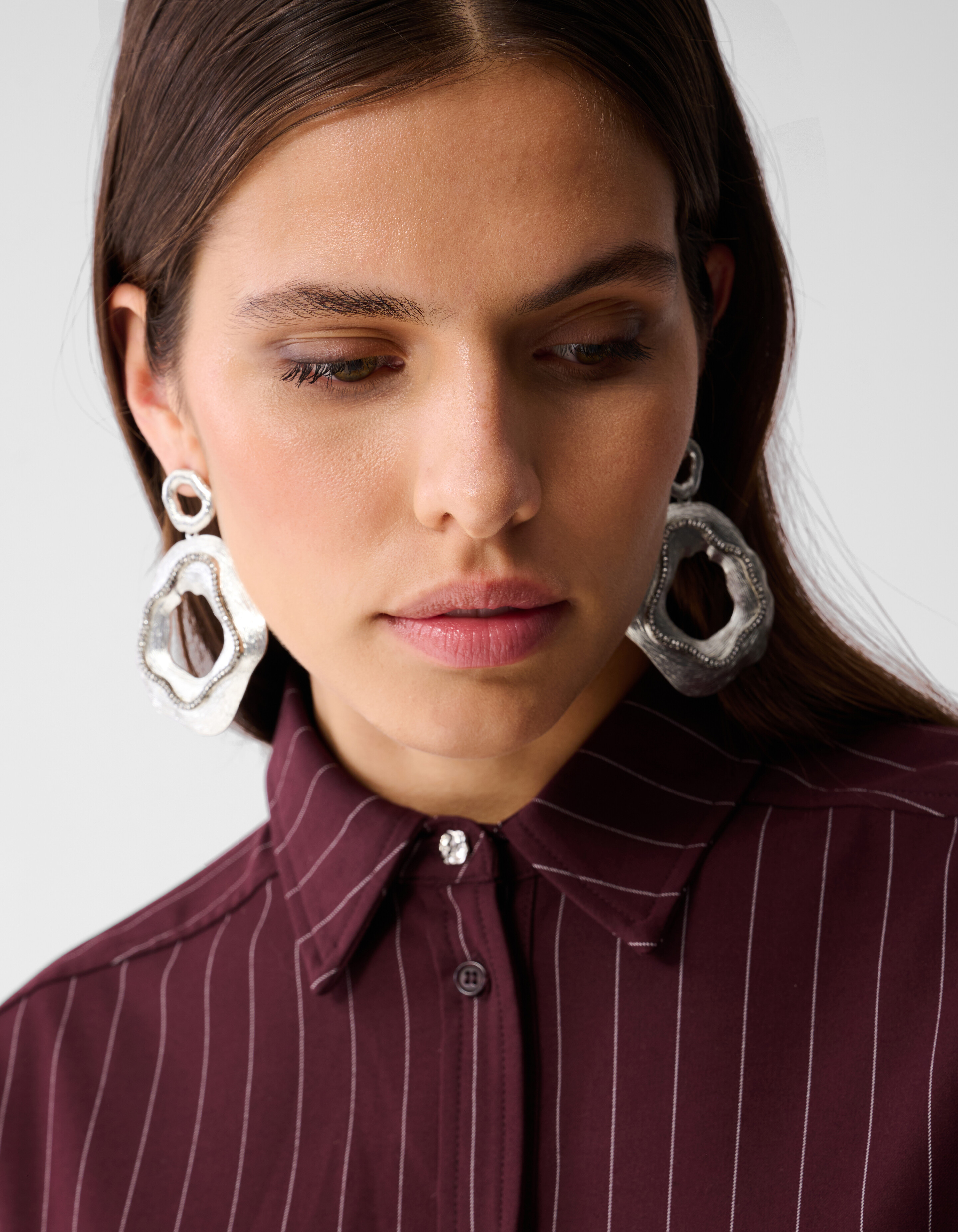 Übergroße Pinstripes Bluse Dunkelrot SHOEBY WOMEN