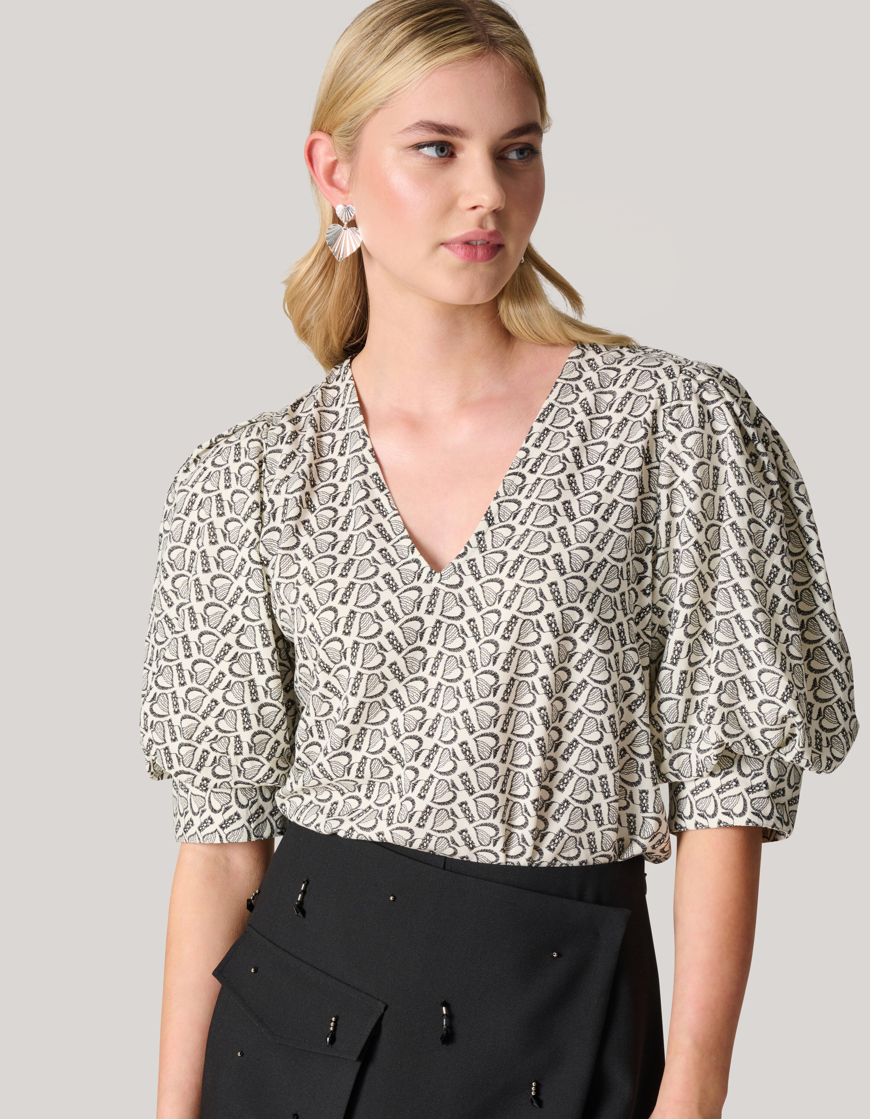 Bedrucktes Herz-Top Wit SHOEBY WOMEN