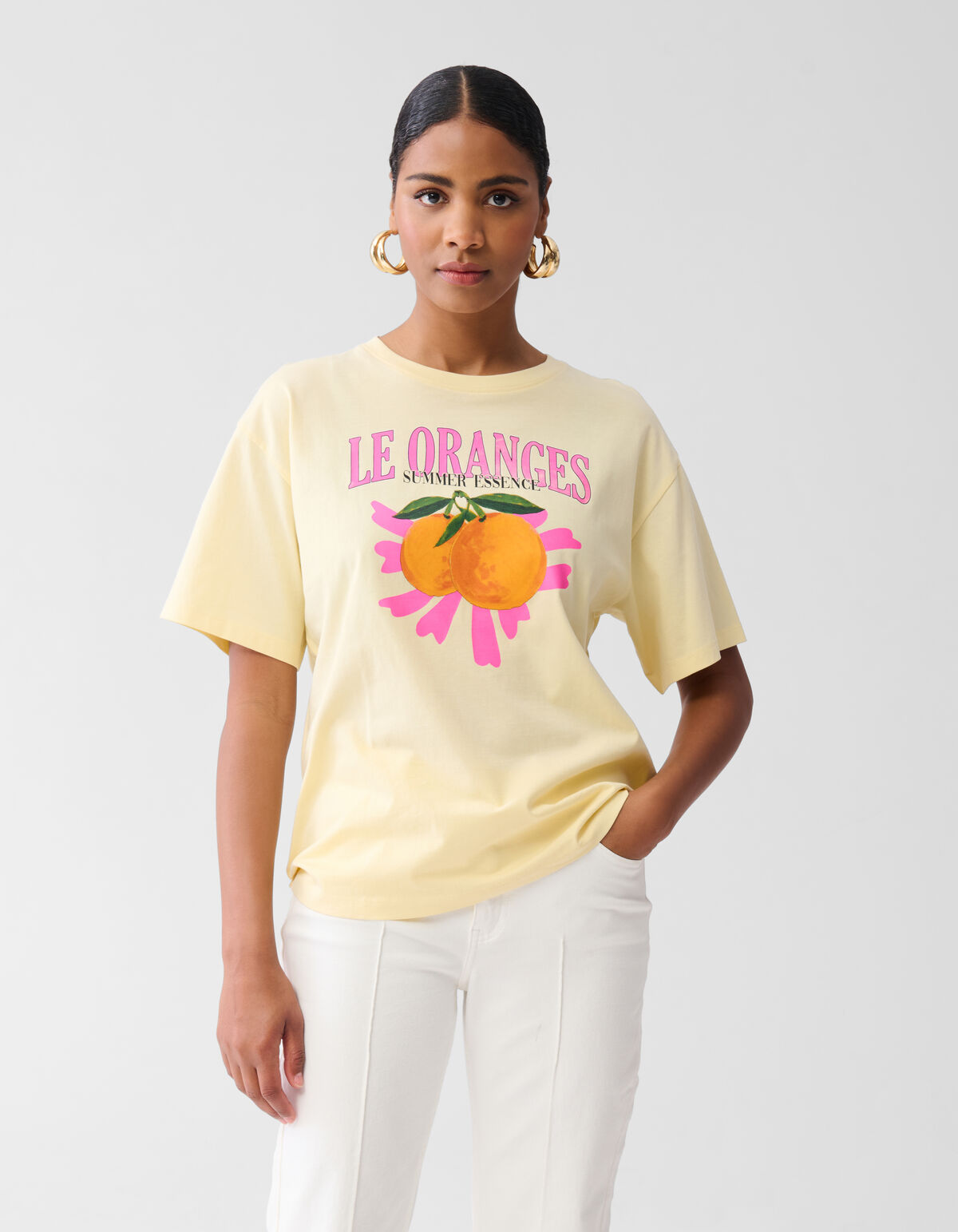 Orangefarbenes Kunstwerk-T-Shirt Gelb SHOEBY WOMEN