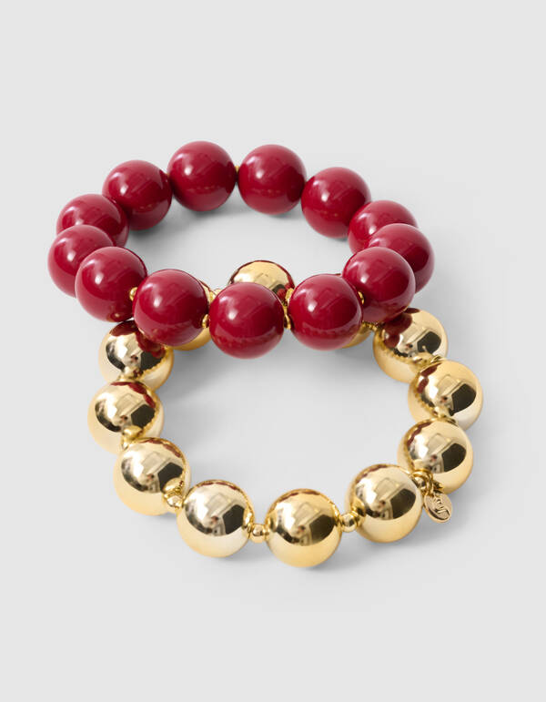 Perlenarmband-Set Dunkelrot SHOEBY ACCESSOIRES