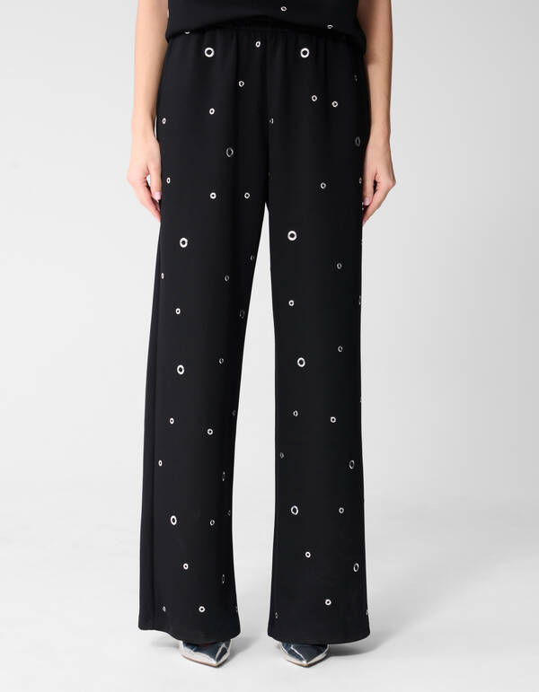 Eyelet Hose mit weitem Bein Schwarz SHOEBY WOMEN