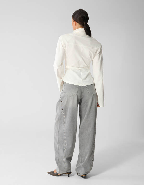 Eyelet Barrel Fit Jeans Grau SHOEBY WOMEN