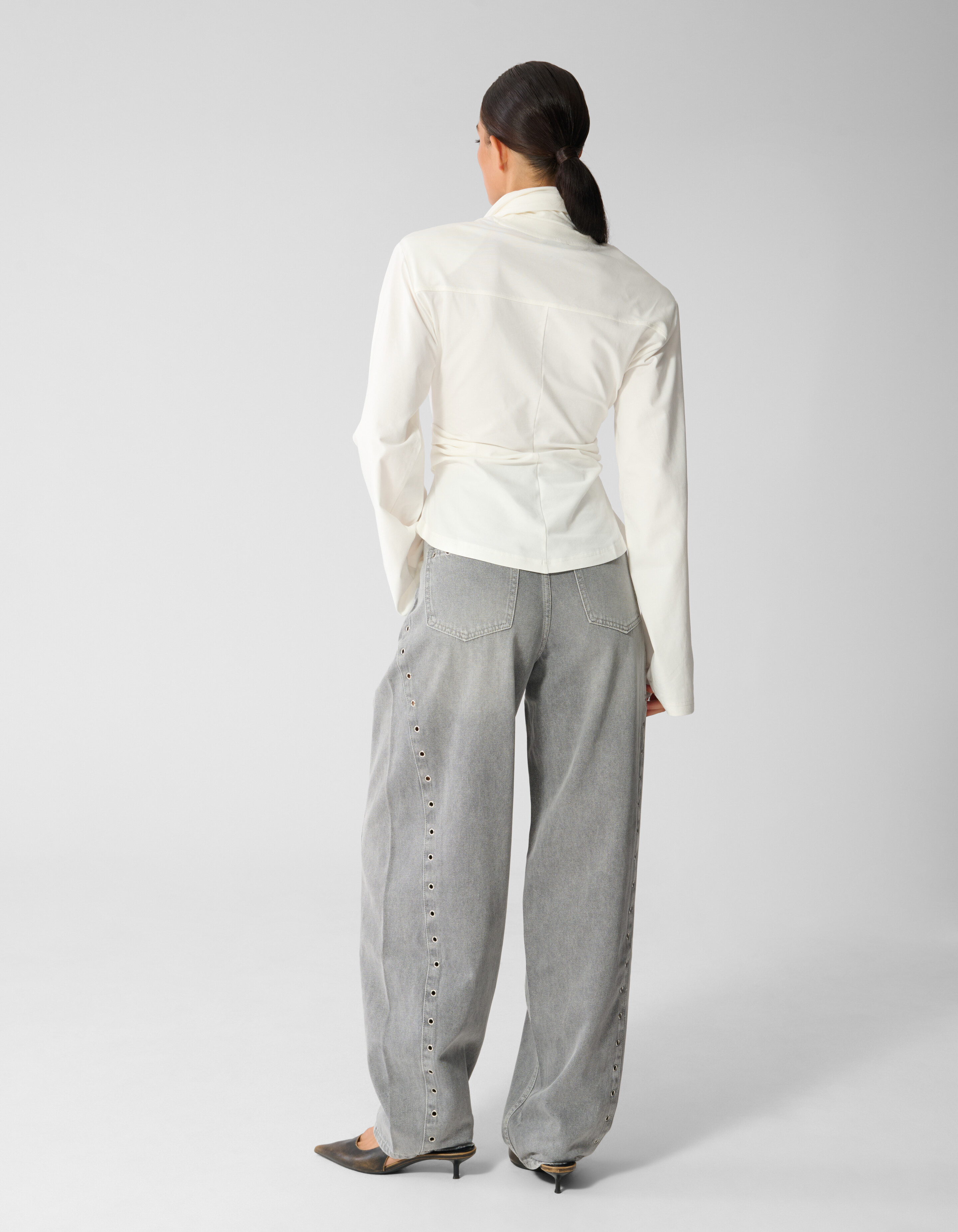 Eyelet Barrel Fit Jeans Grau SHOEBY WOMEN