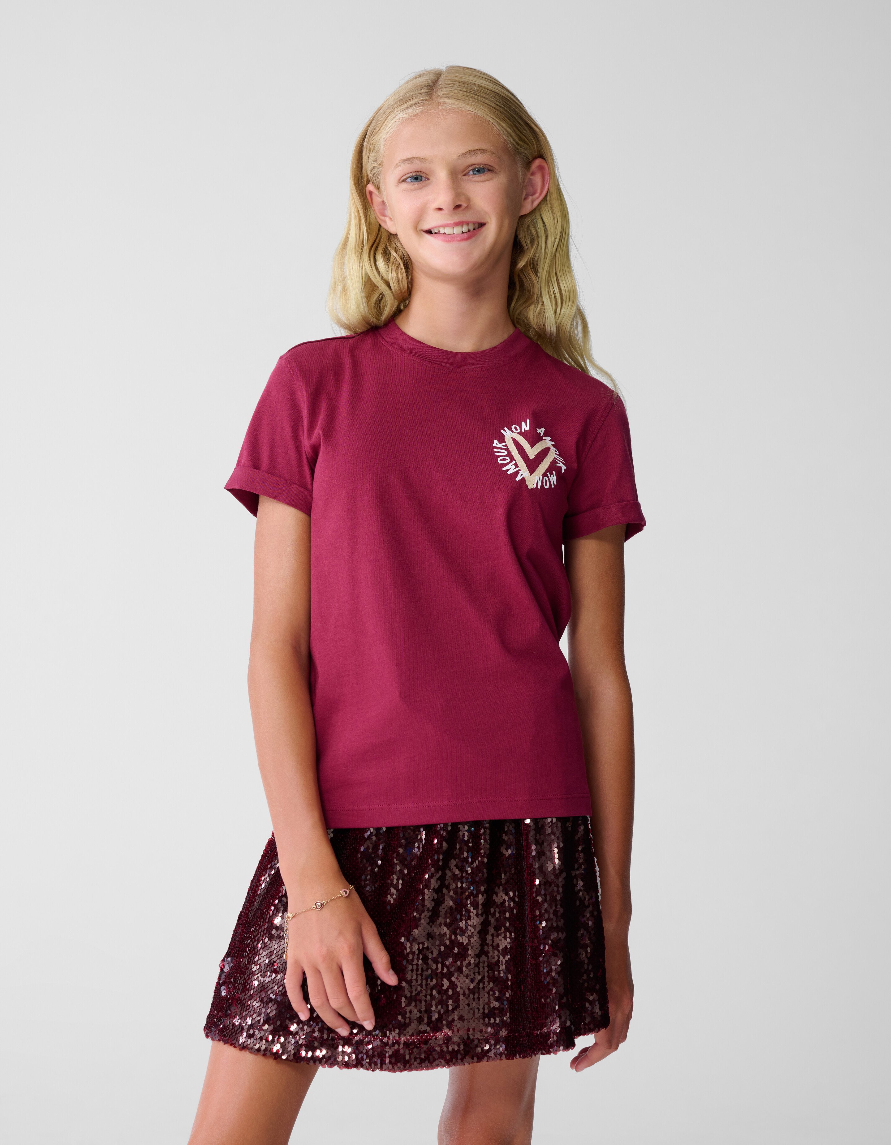 Mon Amour Kunst T-Shirt Dunkelrot SHOEBY GIRLS
