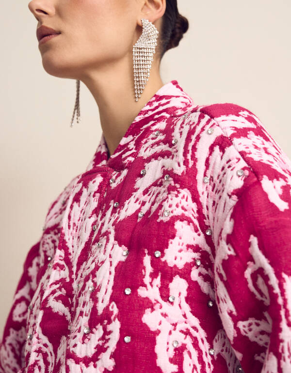 &Uuml;bergro&szlig;e Jacquard-Bomberjacke Rosa SHOEBY WOMEN