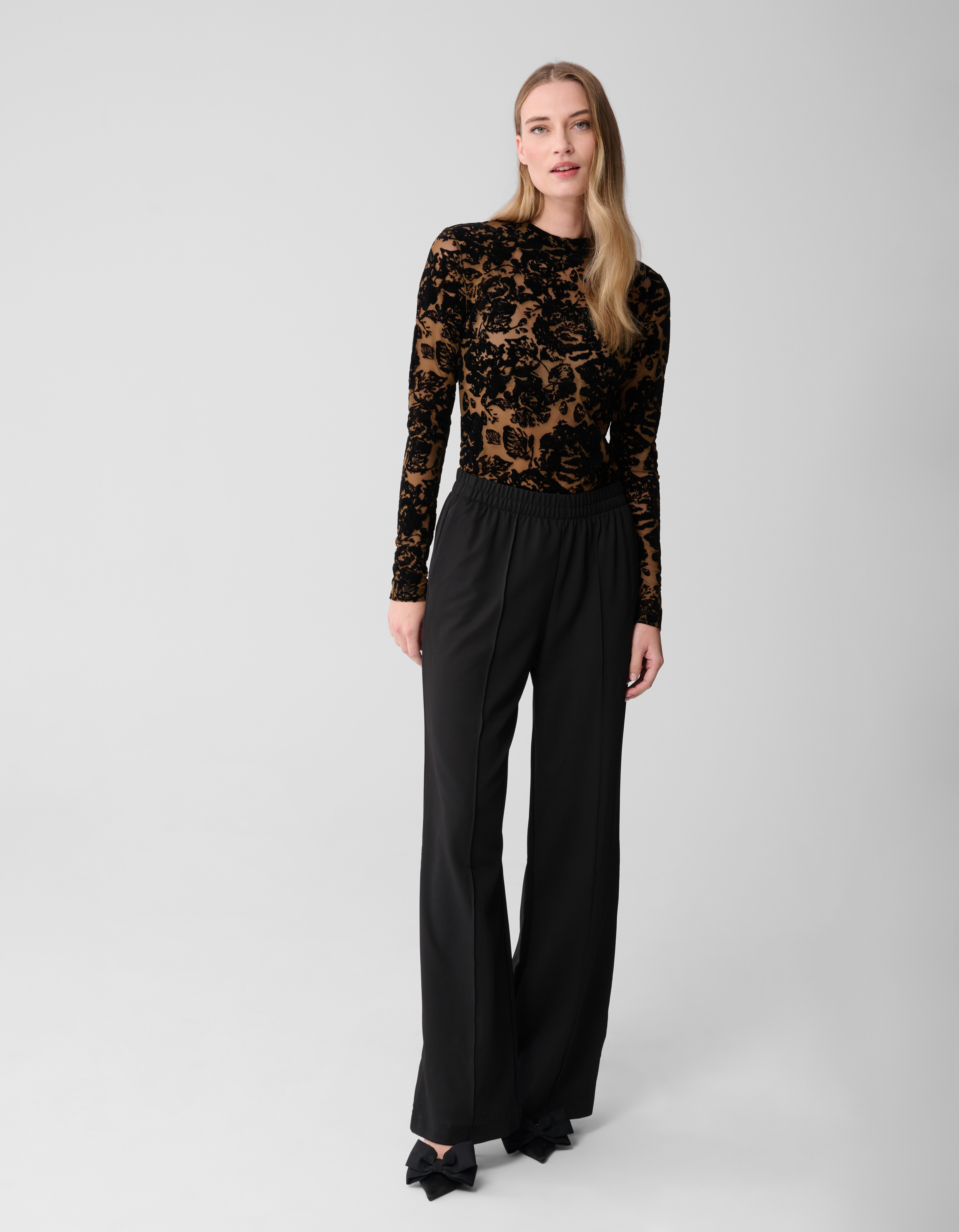 Rosen Flock Mesh Top Schwarz SHOEBY WOMEN