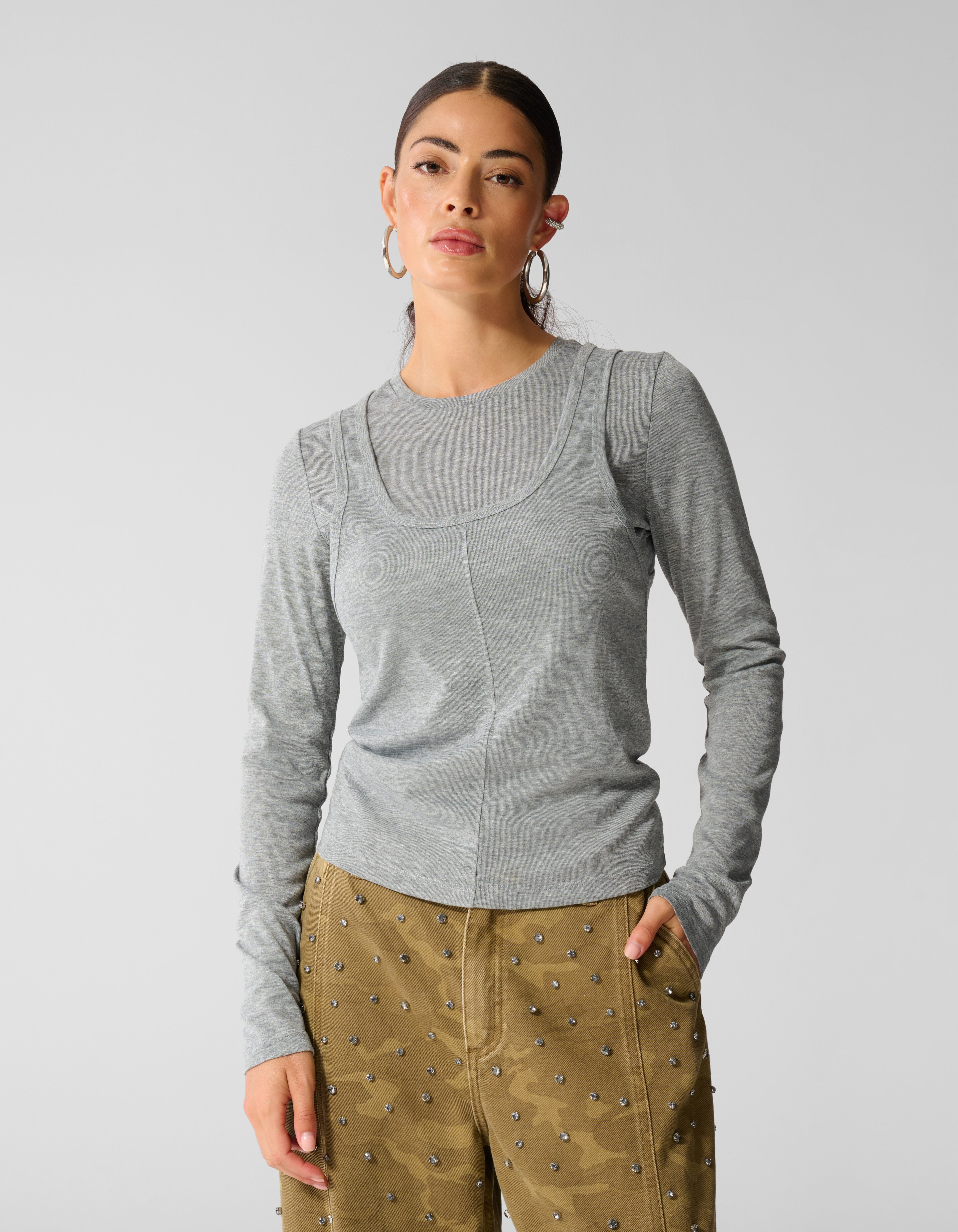 Double Singlet Top Grau SHOEBY WOMEN