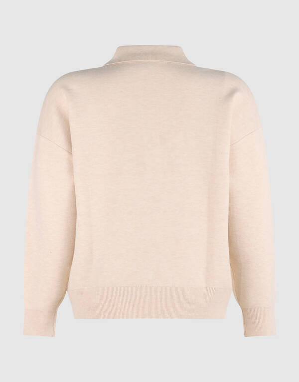 Oversized Polo Strickpullover Ecru SHOEBY WOMEN