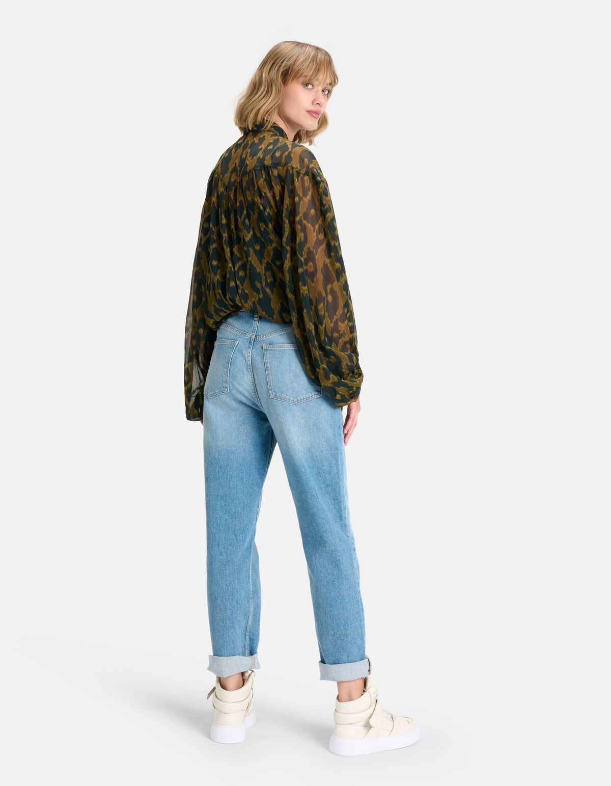 Bluse mit Leopardenmuster Dunkelgrün SHOEBY WOMEN